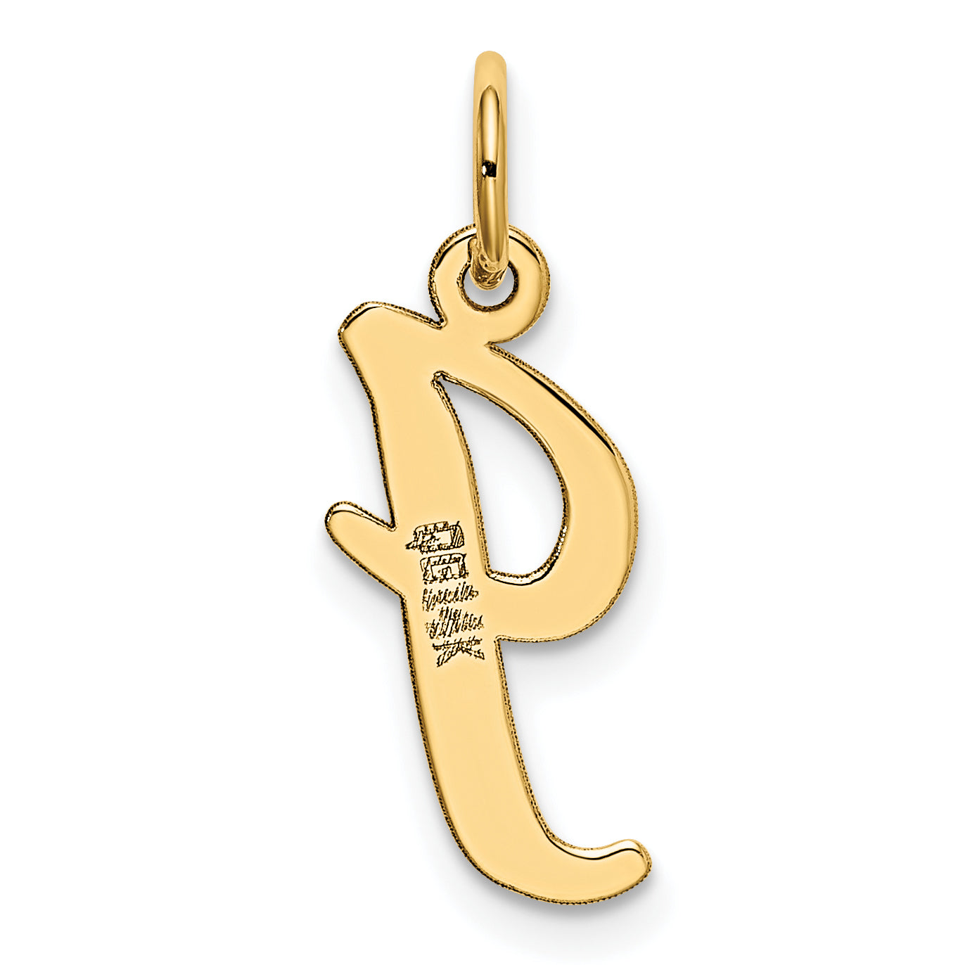 10K Medium Script Letter I Initial Charm