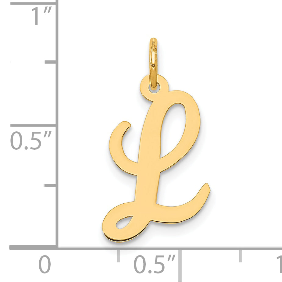 10K Medium Script Letter L Initial Charm