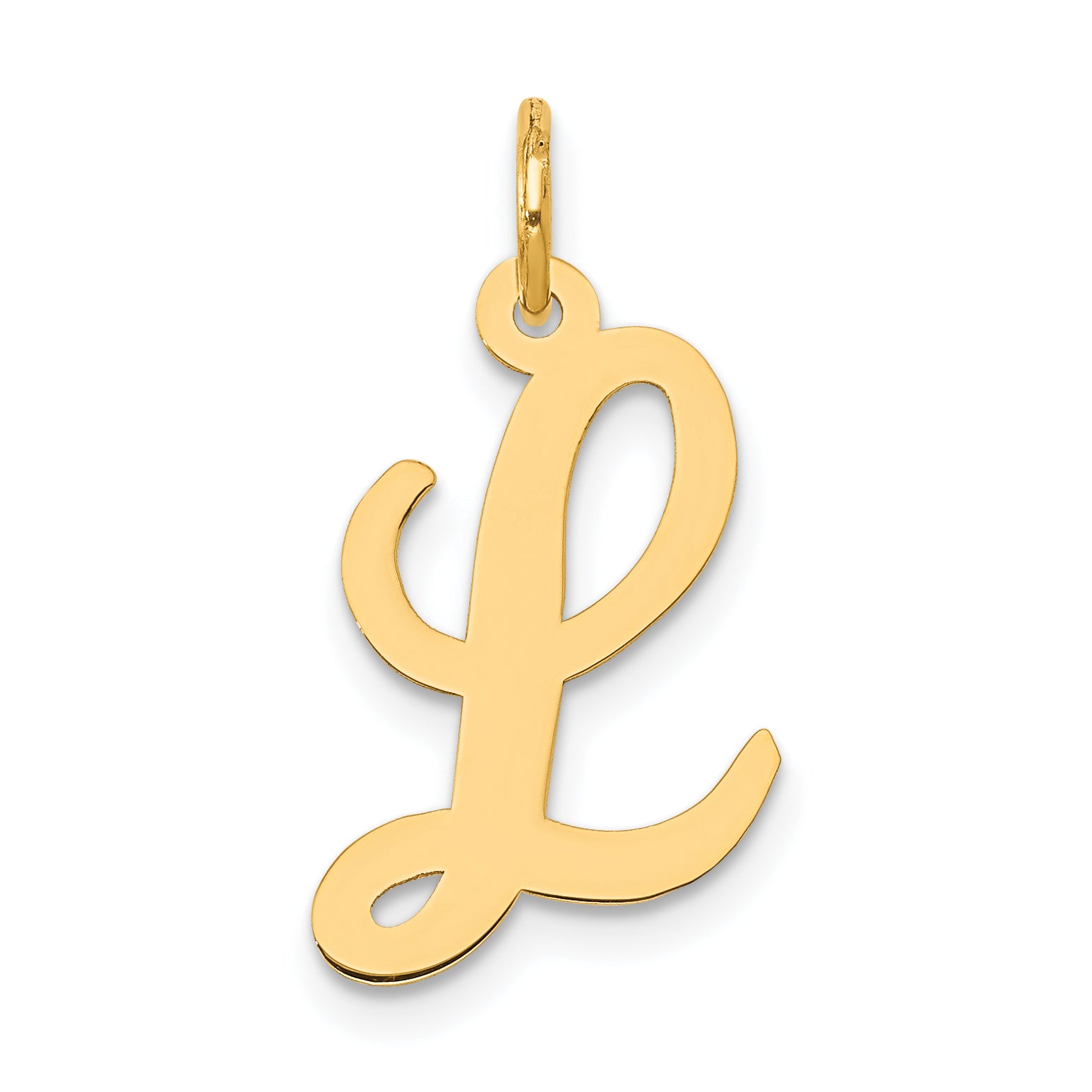 10K Medium Script Letter L Initial Charm