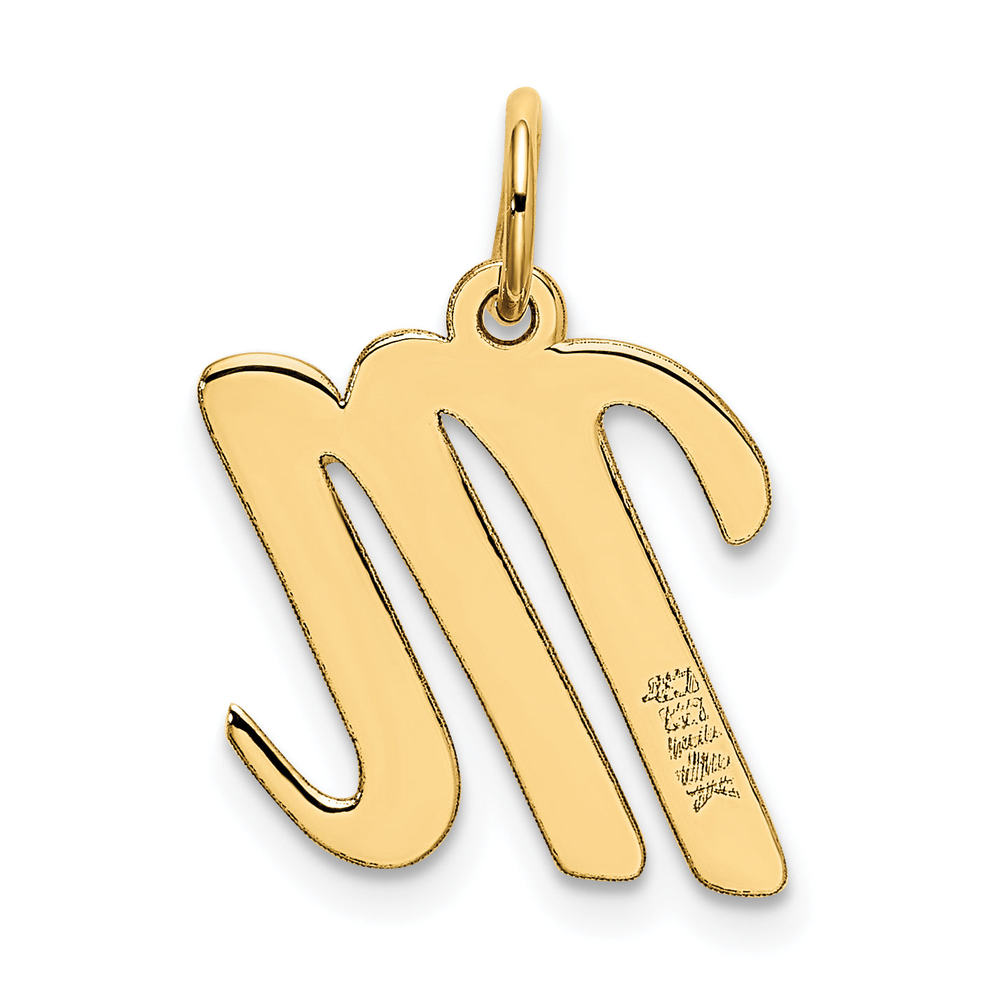 10K Medium Script Letter M Initial Charm