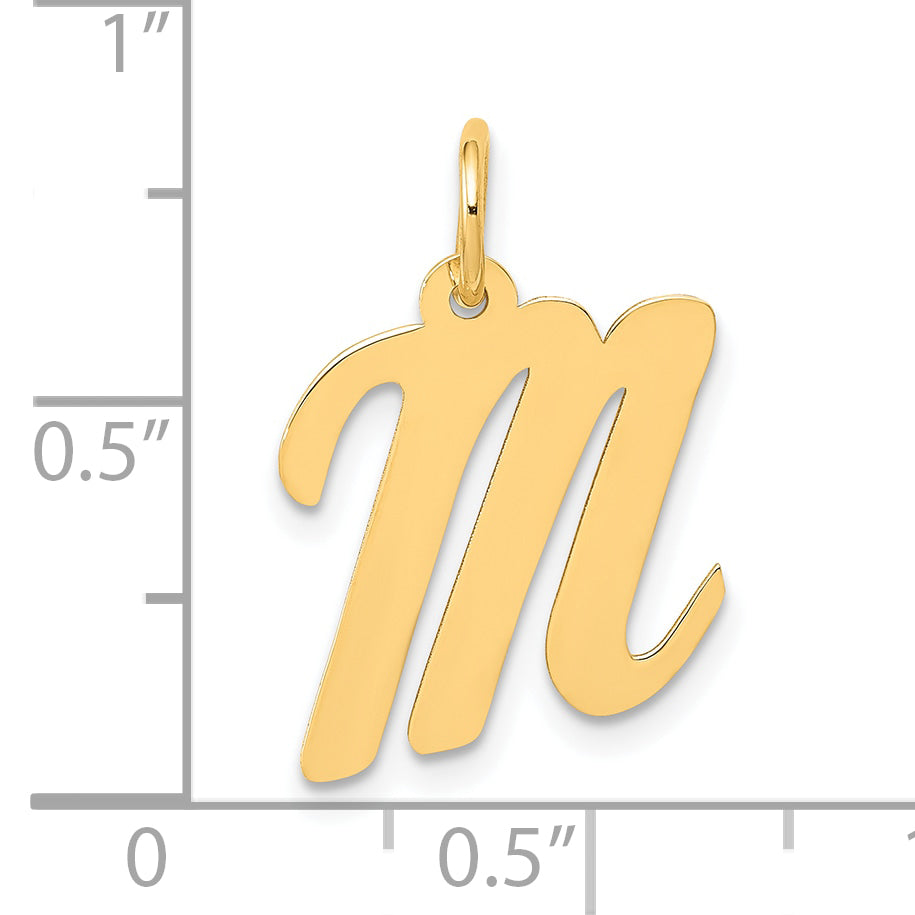 10K Medium Script Letter M Initial Charm