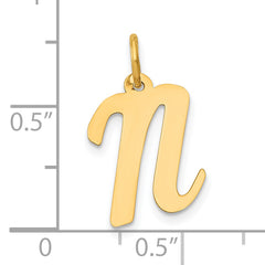 10K Medium Script Letter N Initial Charm