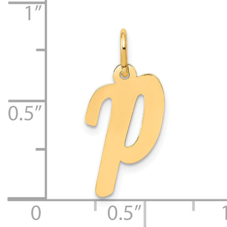 10K Medium Script Letter P Initial Charm