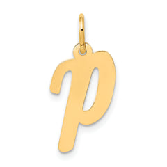 10K Medium Script Letter P Initial Charm