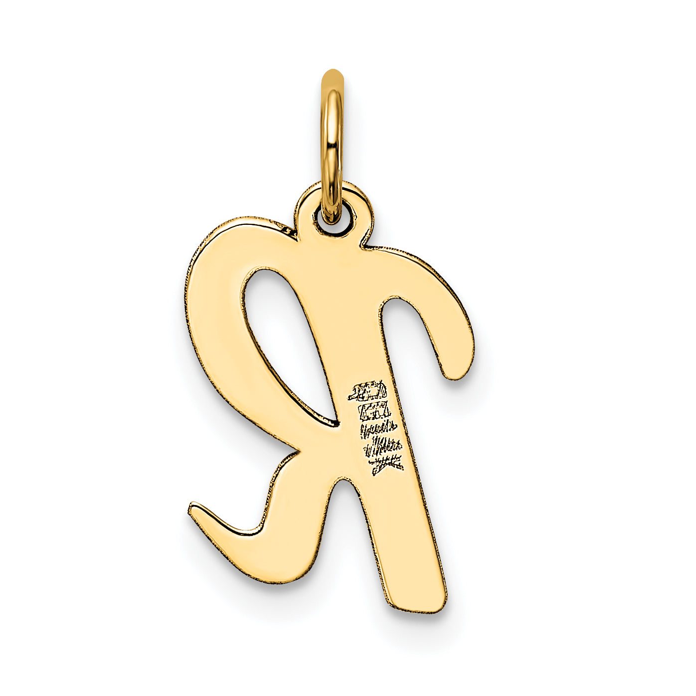 10K Medium Script Letter R Initial Charm