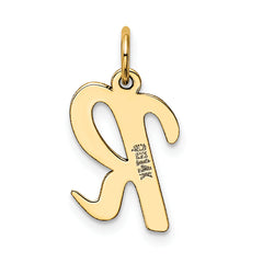 10K Medium Script Letter R Initial Charm