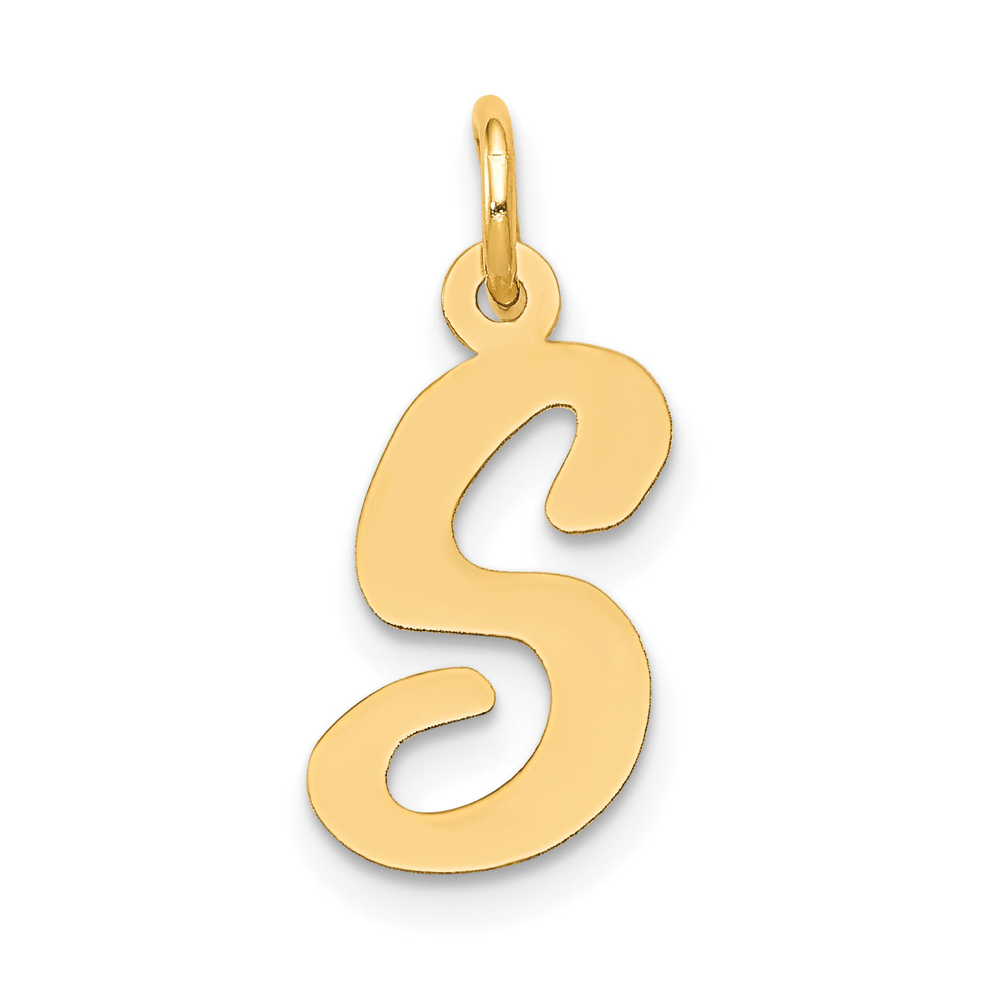 10K Medium Script Letter S Initial Charm