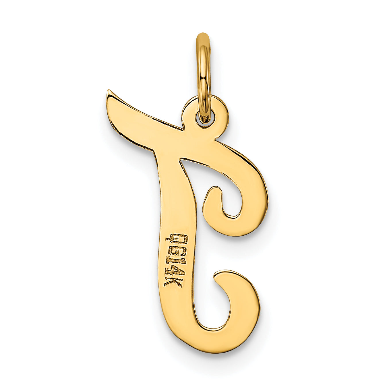 10K Medium Script Letter T Initial Charm