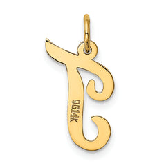 10K Medium Script Letter T Initial Charm