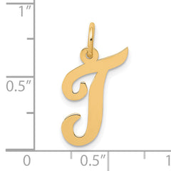 10K Medium Script Letter T Initial Charm