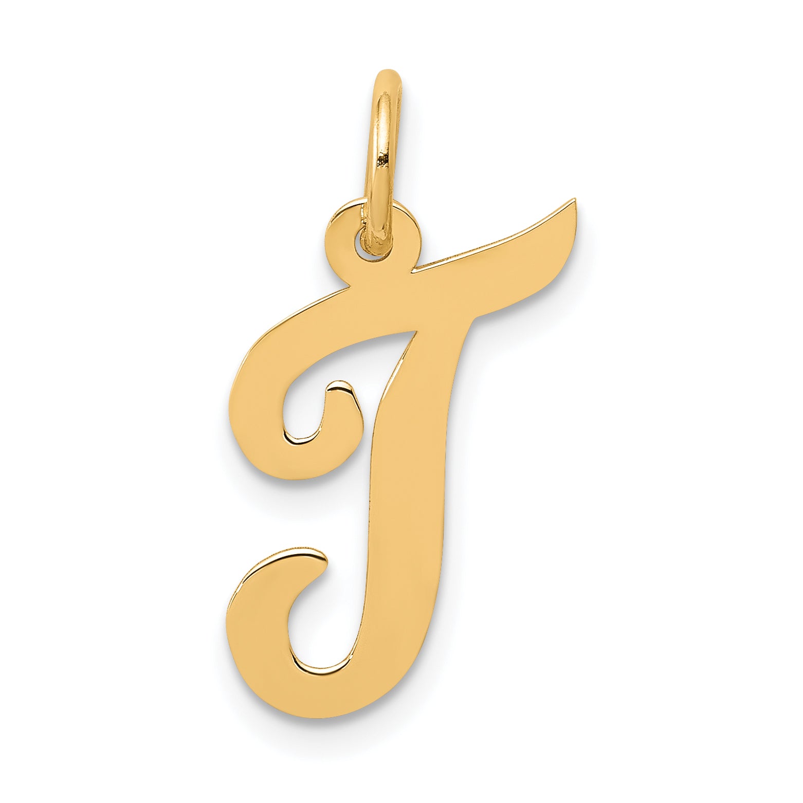 10K Medium Script Letter T Initial Charm