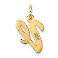 10K Medium Script Letter V Initial Charm