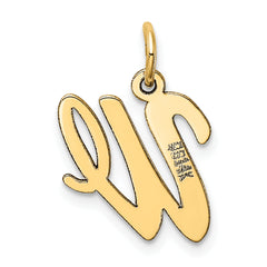 10K Medium Script Letter W Initial Charm