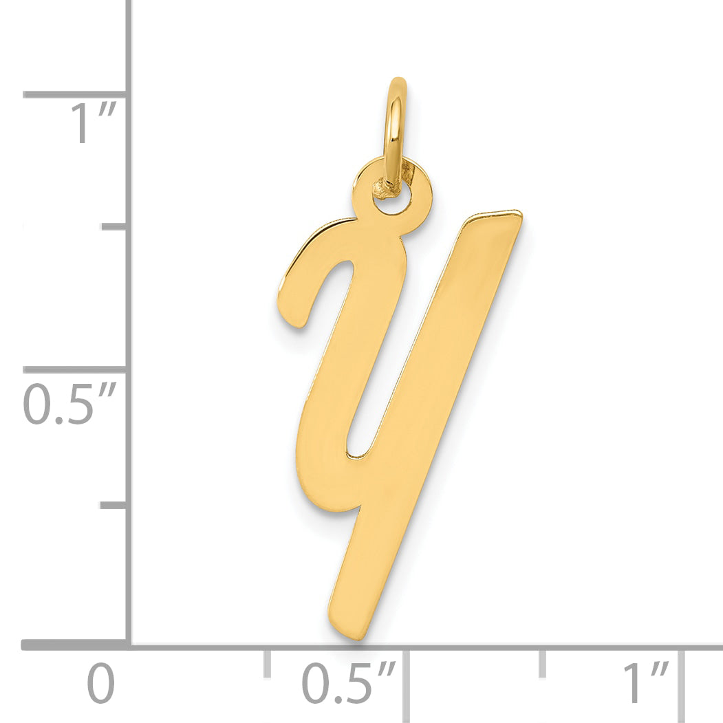 10K Medium Script Letter Y Initial Charm