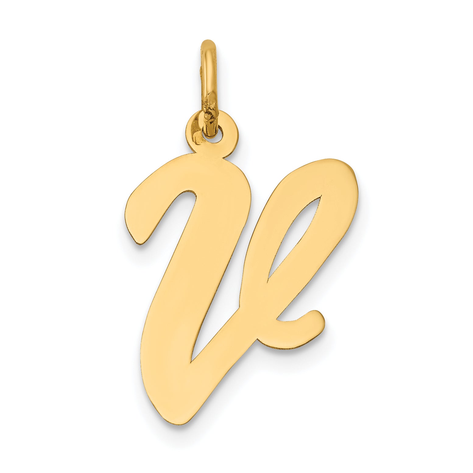 10k Large Script Letter V Initial Charm