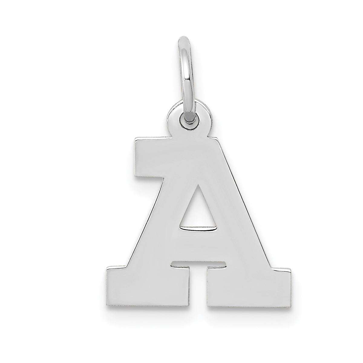 10k White Gold Small Block Initial A Charm