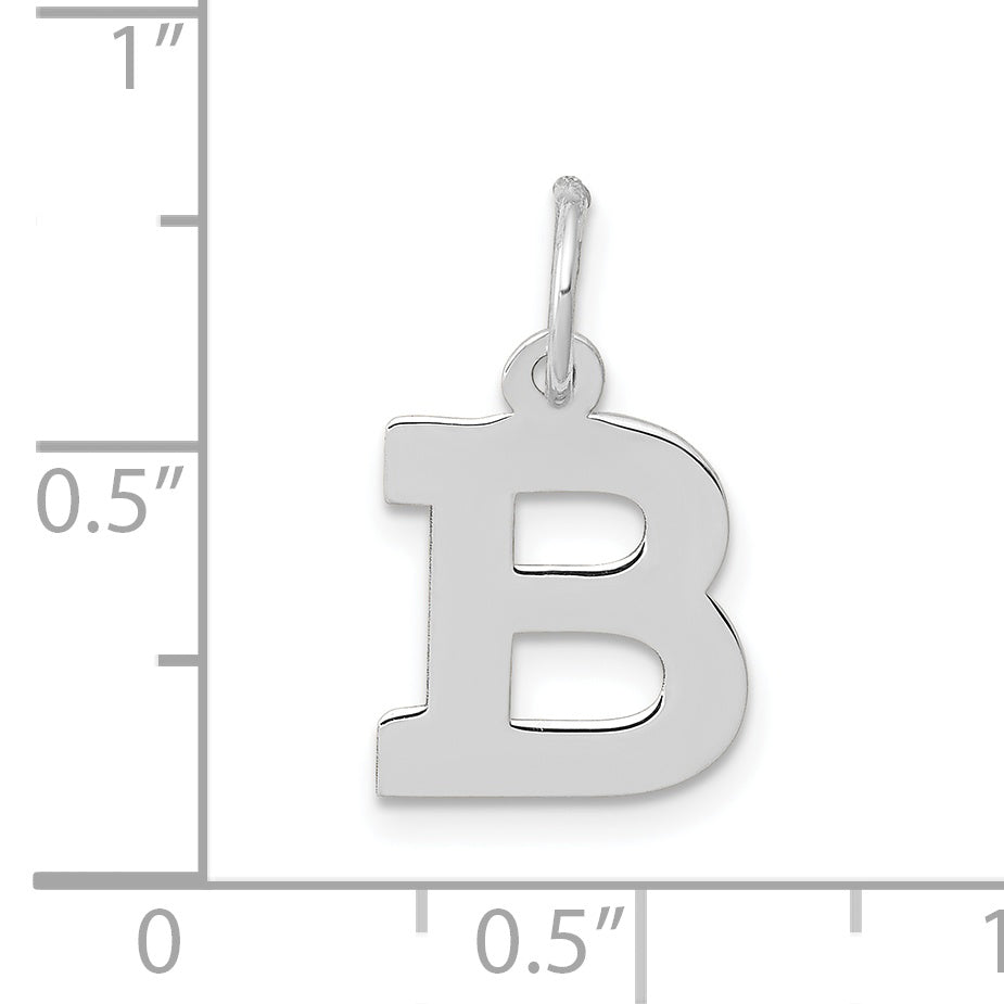 10k White Gold Small Block Initial B Charm