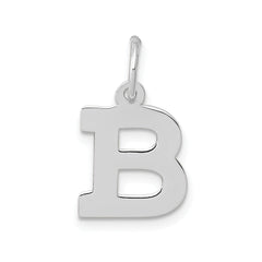 10k White Gold Small Block Initial B Charm