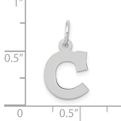 10k White Gold Small Block Initial C Charm