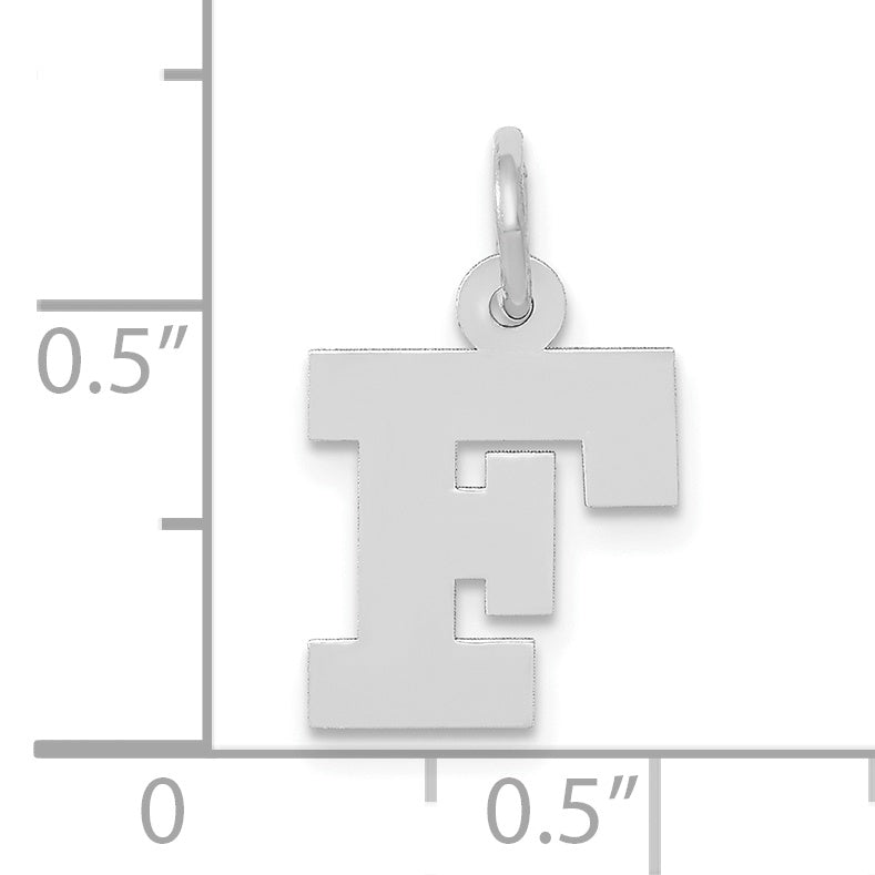 10k White Gold Small Block Initial F Charm