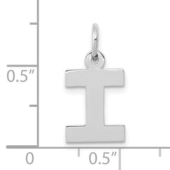 10k White Gold Small Block Initial I Charm