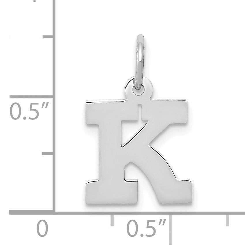 10k White Gold Small Block Initial K Charm