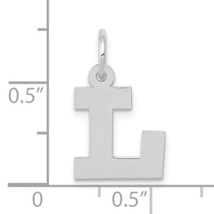 10k White Gold Small Block Initial L Charm