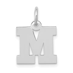 10k White Gold Small Block Initial M Charm