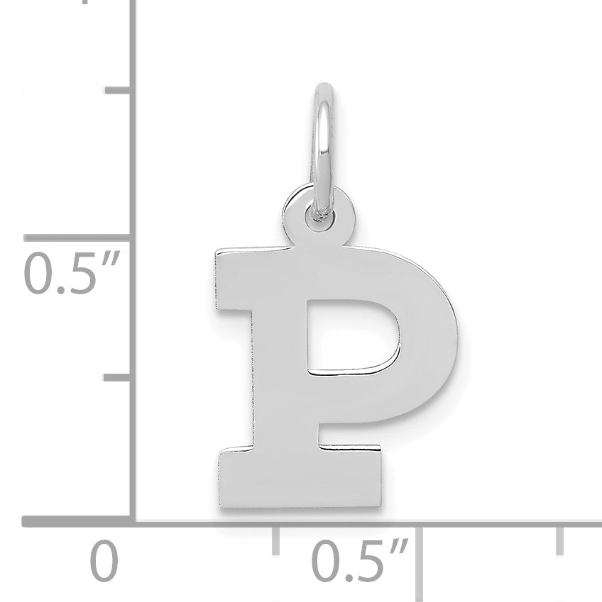 10k White Gold Small Block Initial P Charm