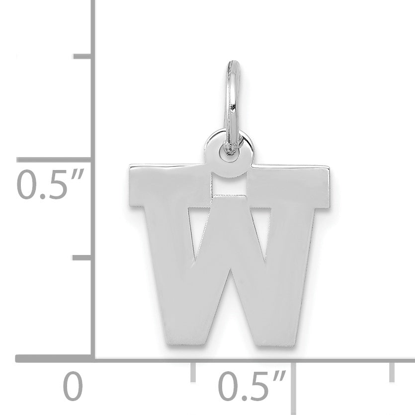 10k White Gold Small Block Initial W Charm