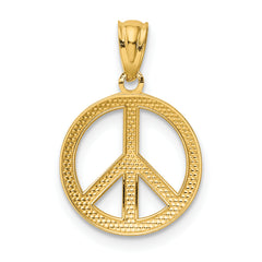 10k Polished Peace Sign Circle Pendant