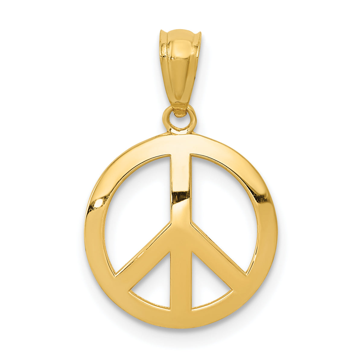 10k Polished Peace Sign Circle Pendant