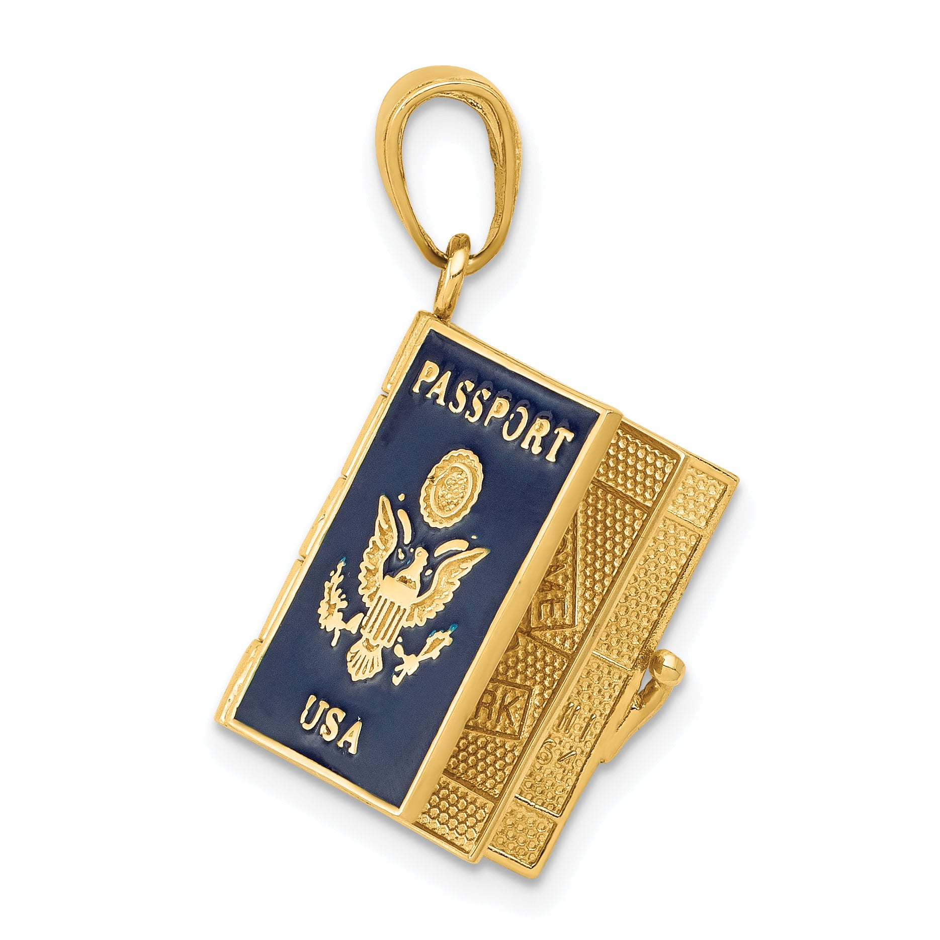 10K Enamel 3-D Passport Pendant