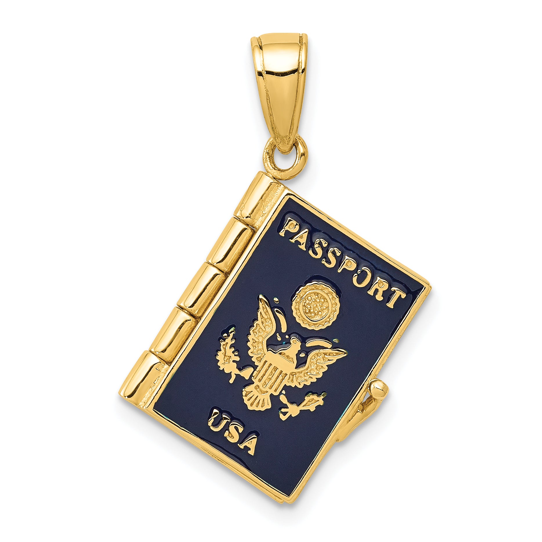 10K Enamel 3-D Passport Pendant