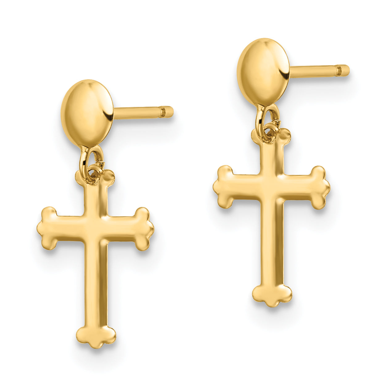 10k Polished Cross Post Dangle Earrings