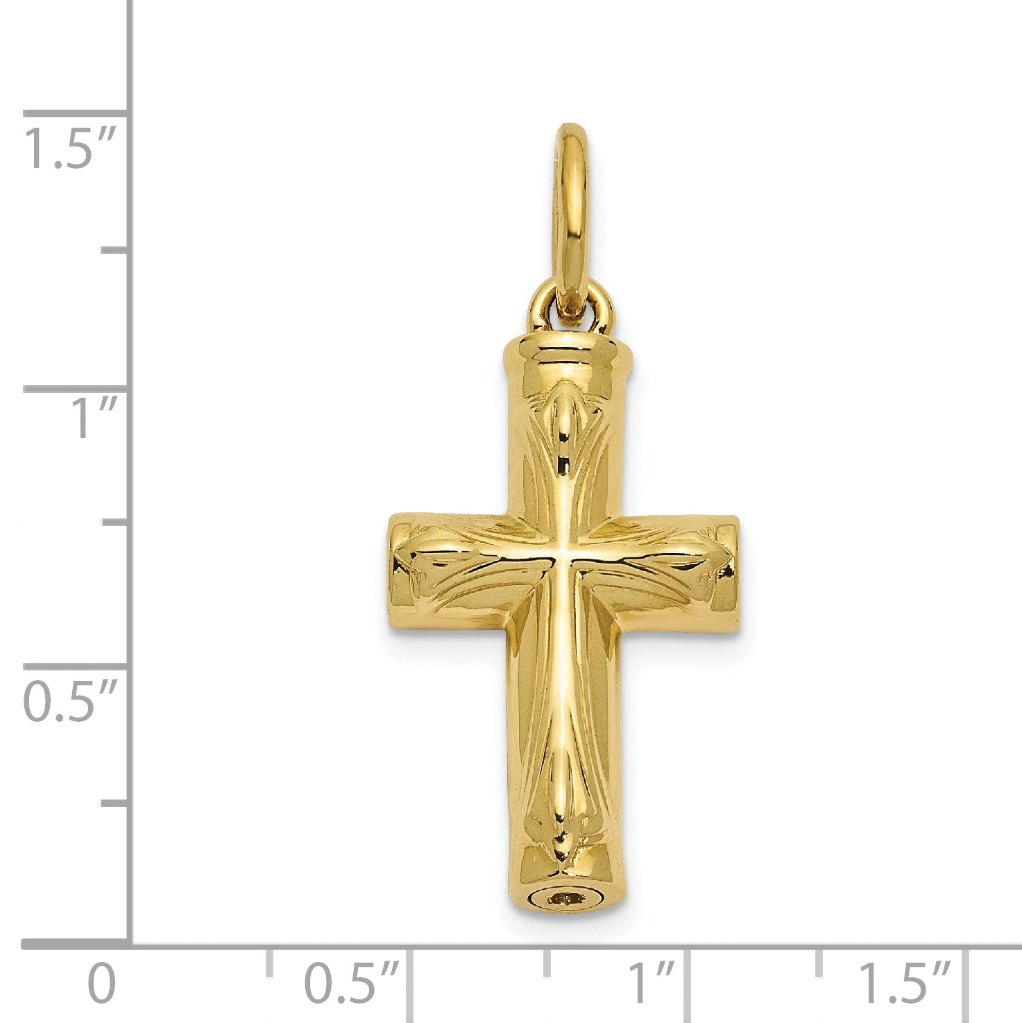 10K Gold Polished Unisex Cross Ash Holder Pendant Gift Ready