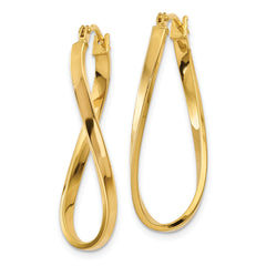 10K Gold Twisted Hoop Earrings with Polished Finish for Women