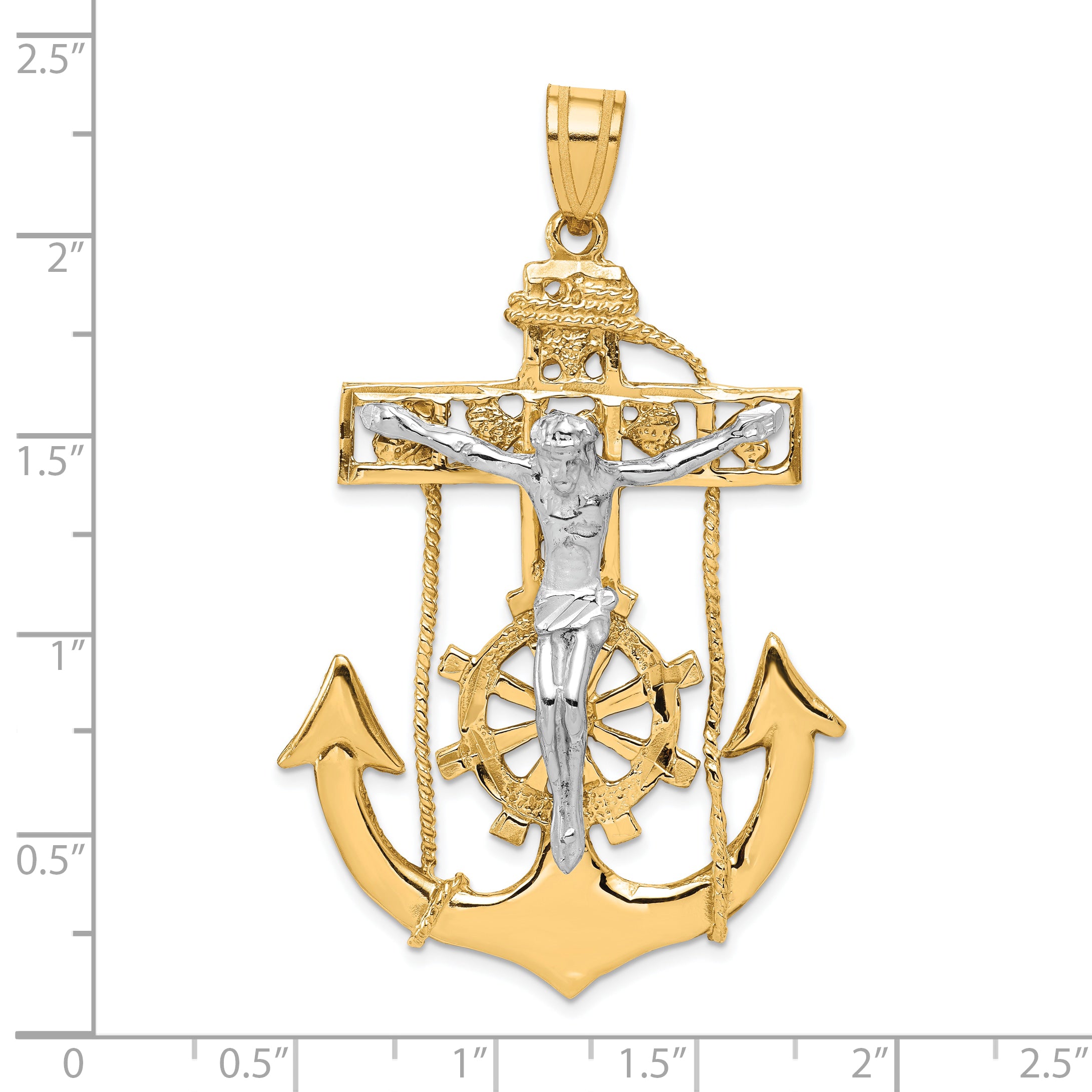 10k Two-tone Mariner's Crucifix Pendant