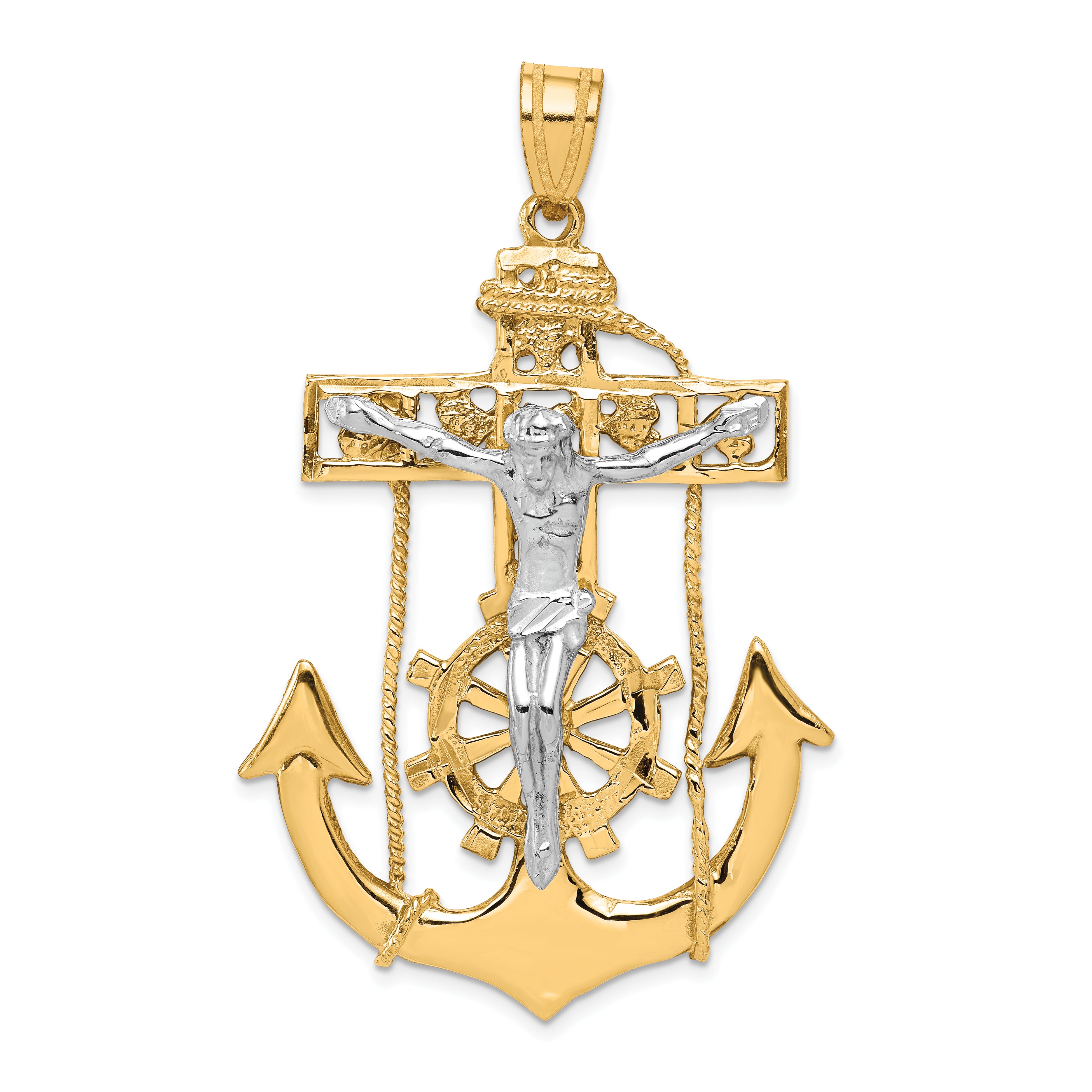 10k Two-tone Mariner's Crucifix Pendant