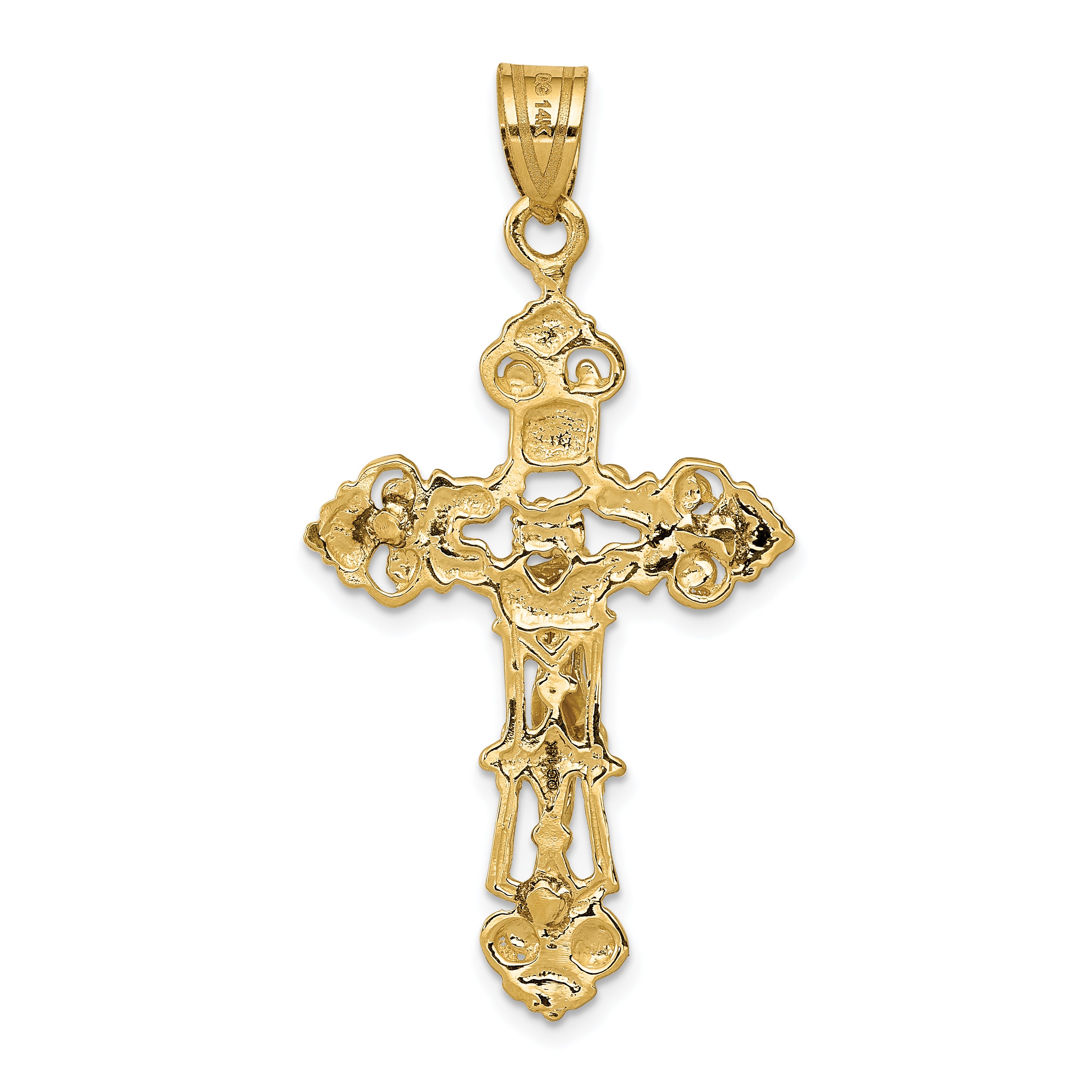 10k INRI Fleur De Lis Crucifix Pendant