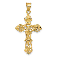 10k INRI Fleur De Lis Crucifix Pendant