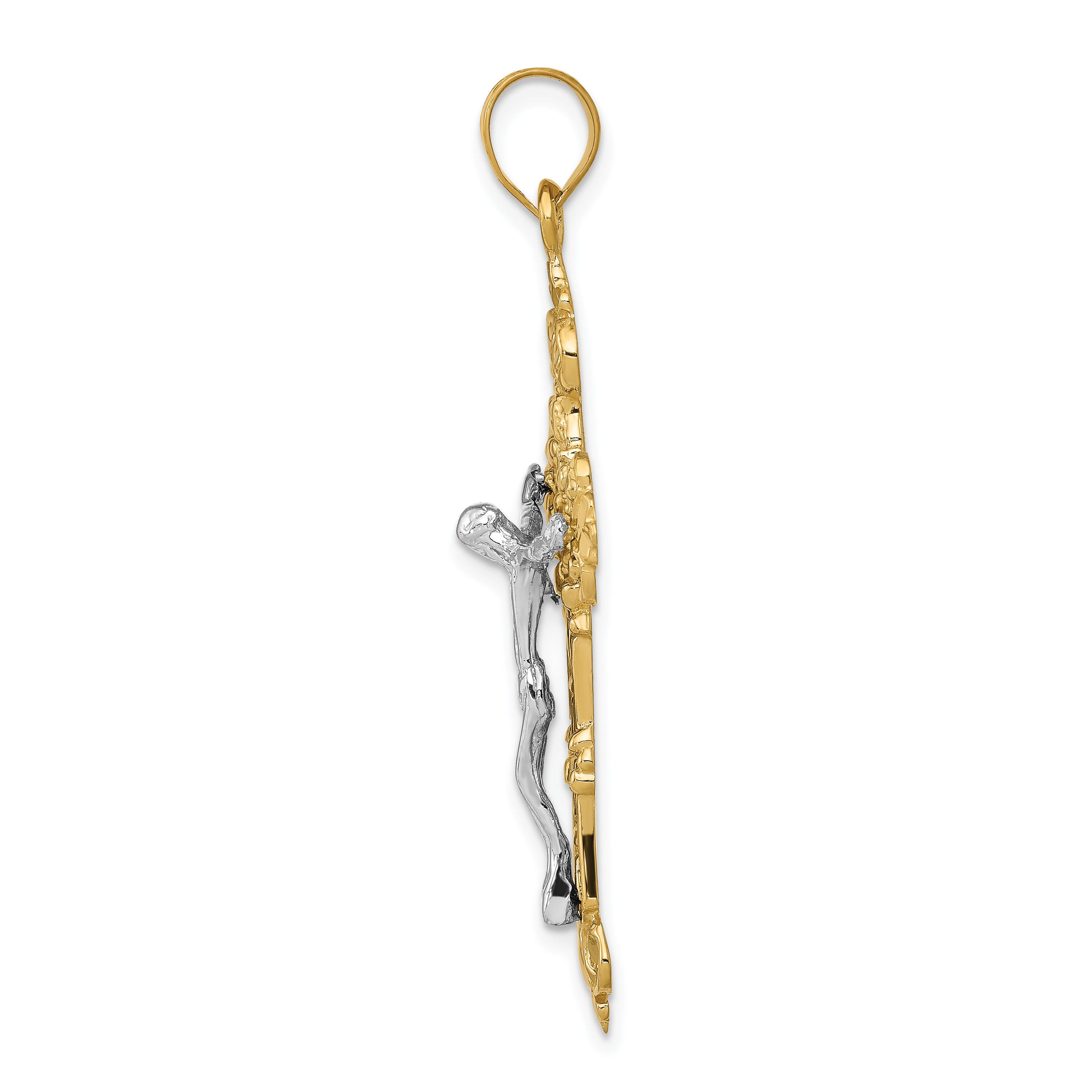 10k INRI Fleur De Lis Crucifix Pendant