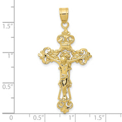 10k INRI Fleur De Lis Crucifix Pendant