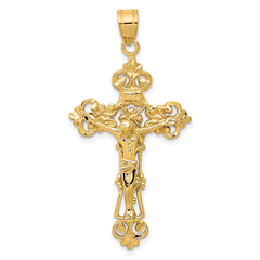 10k INRI Fleur De Lis Crucifix Pendant