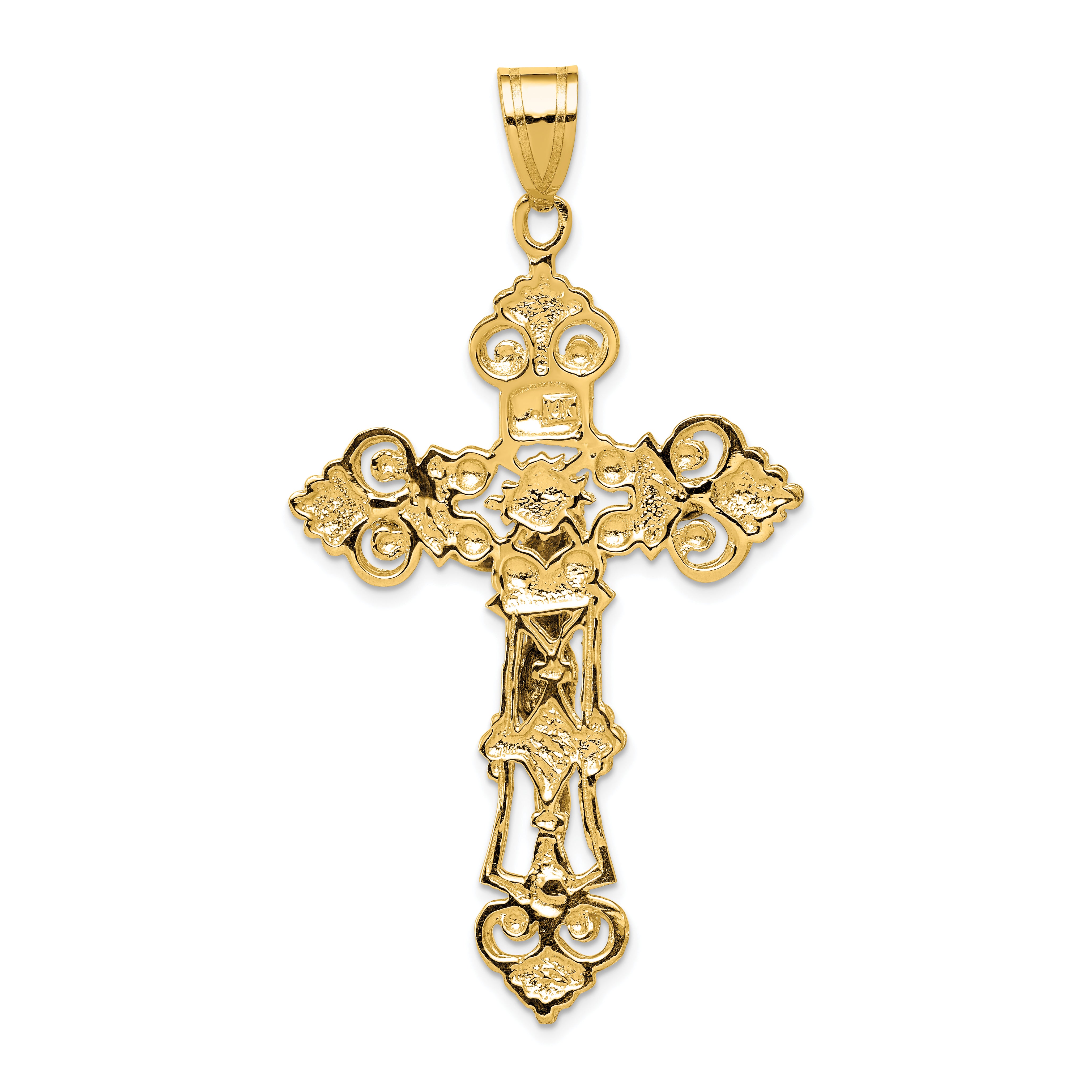 10k INRI Fleur De Lis Crucifix Pendant