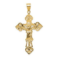 10k INRI Fleur De Lis Crucifix Pendant