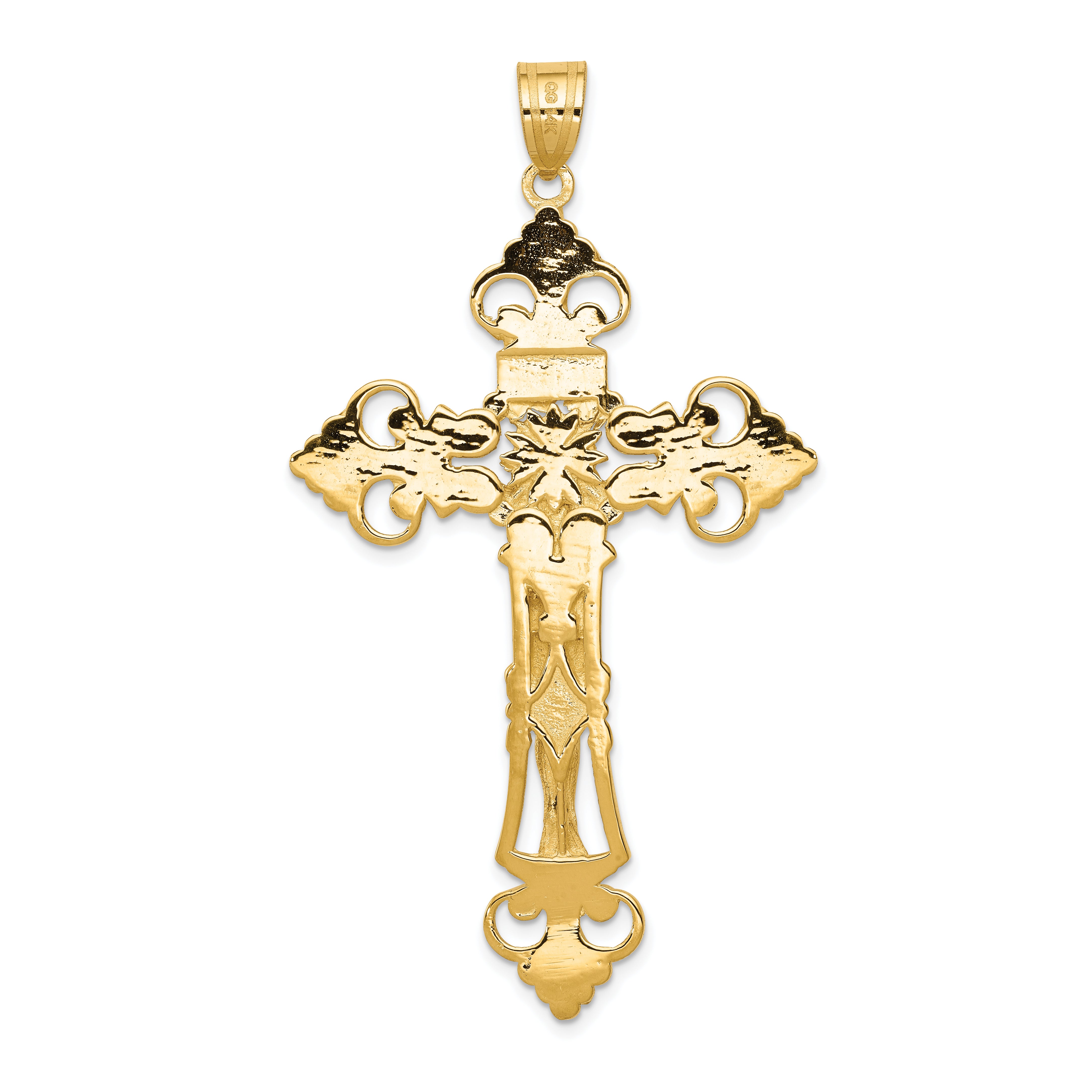 10k INRI Fleur De Lis Crucifix Pendant