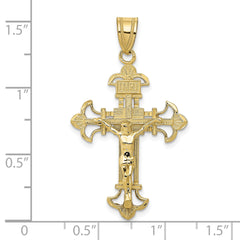 10k INRI Fleur De Lis Crucifix Pendant