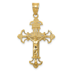 10k INRI Fleur De Lis Crucifix Pendant