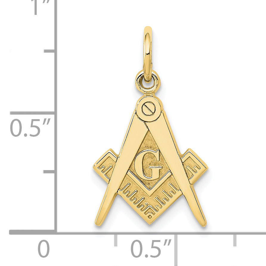 10k Polished and Textured Masonic Symbol Charm